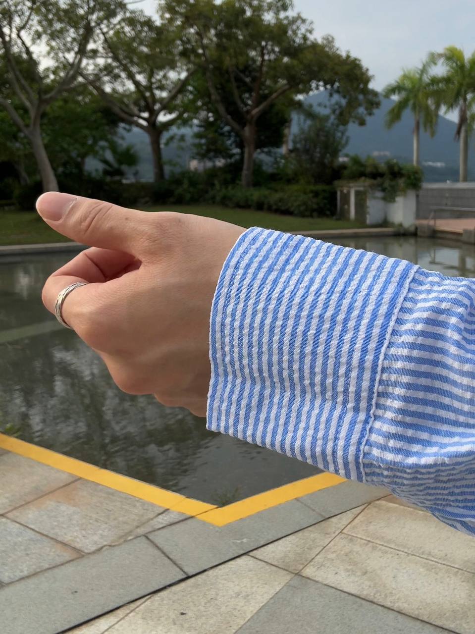 Blue-White Stripped Embroidery Logo Shirt