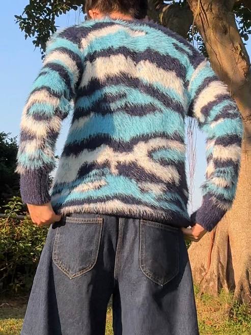 Fuzzy Wave Pattern Sweater