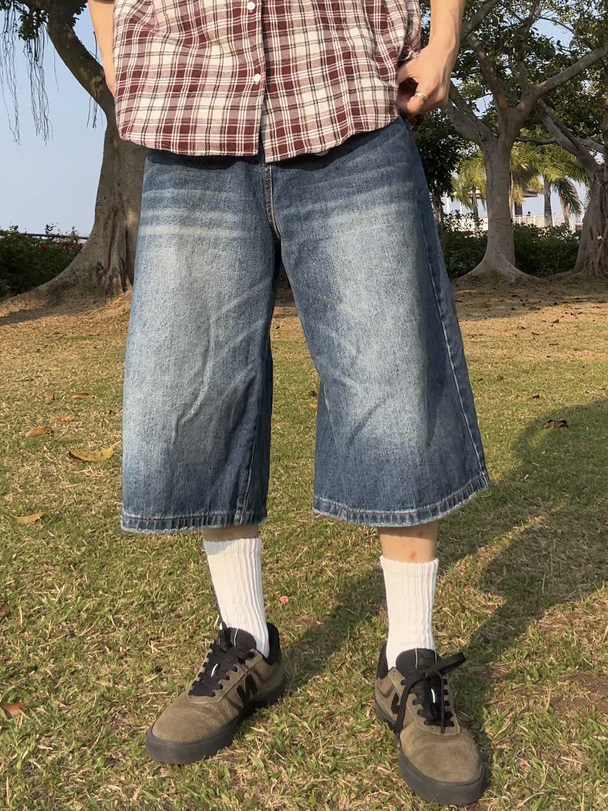 Straight Denim Wide Leg Jorts