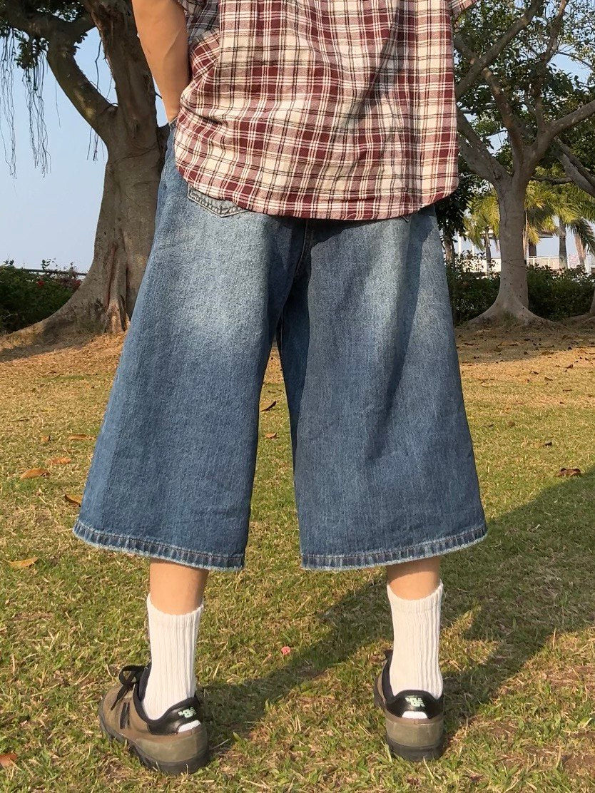 Straight Denim Wide Leg Jorts