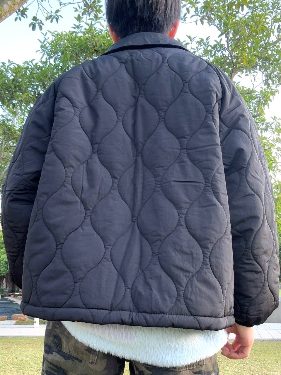 Quilted Diamond Pattern Cotton Jacket