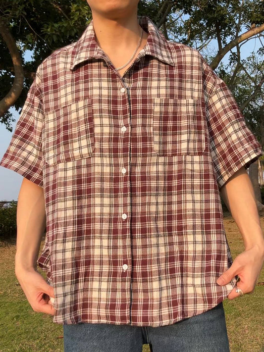 Checked Cotton Short Sleeve Shirt